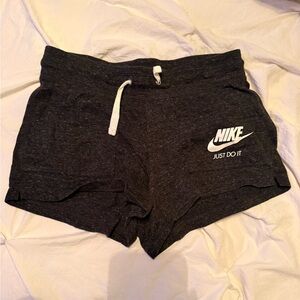 Nike Women's Dark Heather Black Athletic Shorts with White Logo